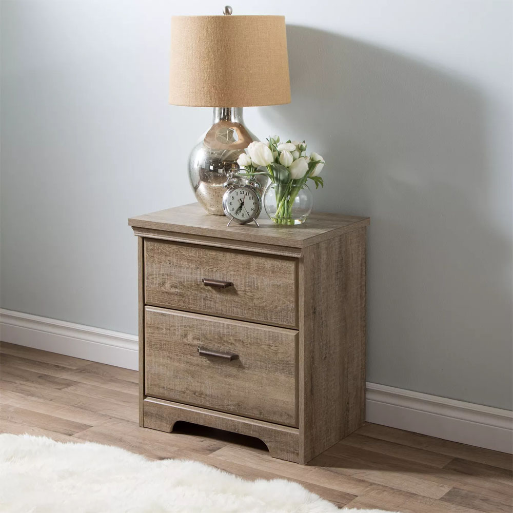 Wooden two drawer nightstand