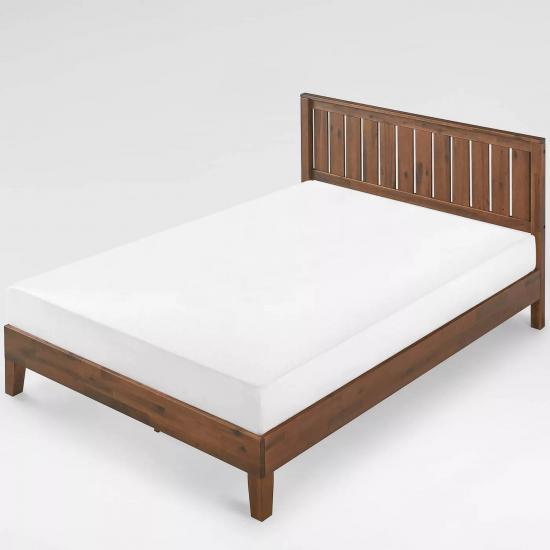 καλύτερο κρεβάτι πλατφόρμας από ξύλο καφέ κεφαλάρι