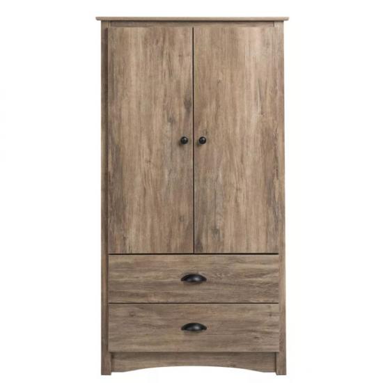 wooden 2 door armoire with shelves